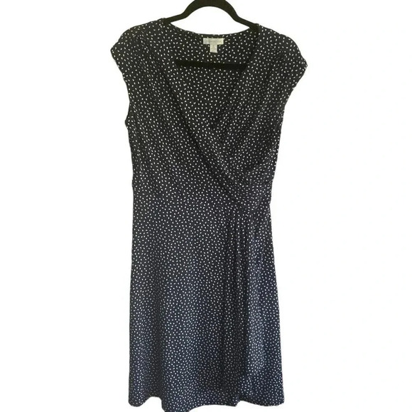 Charter Club Size Medium Navy White Polka Dots Sleeveless Dress - Picture 1 of 6